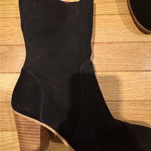 Black Suede Mid Calf Custom Boots